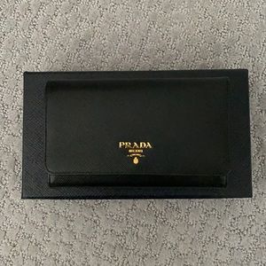 Prada Portafoglio Pattina Saffiano Metal Wallet 1MH438 (Nero)
